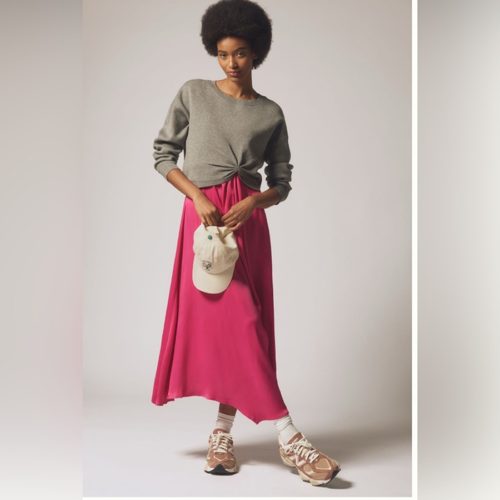 Anthropologie Gray and Pink Gemini Twofer Sweater dress